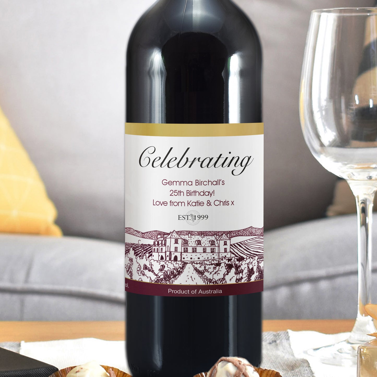 Personalised Free Text Vineyard Red Wine - MK&JD Gifts