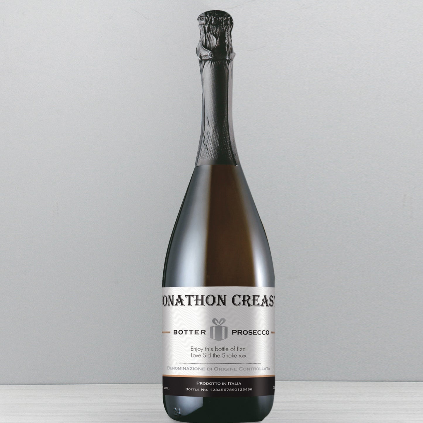 Personalised Contemporary Silver Label Prosecco - MK&JD Gifts