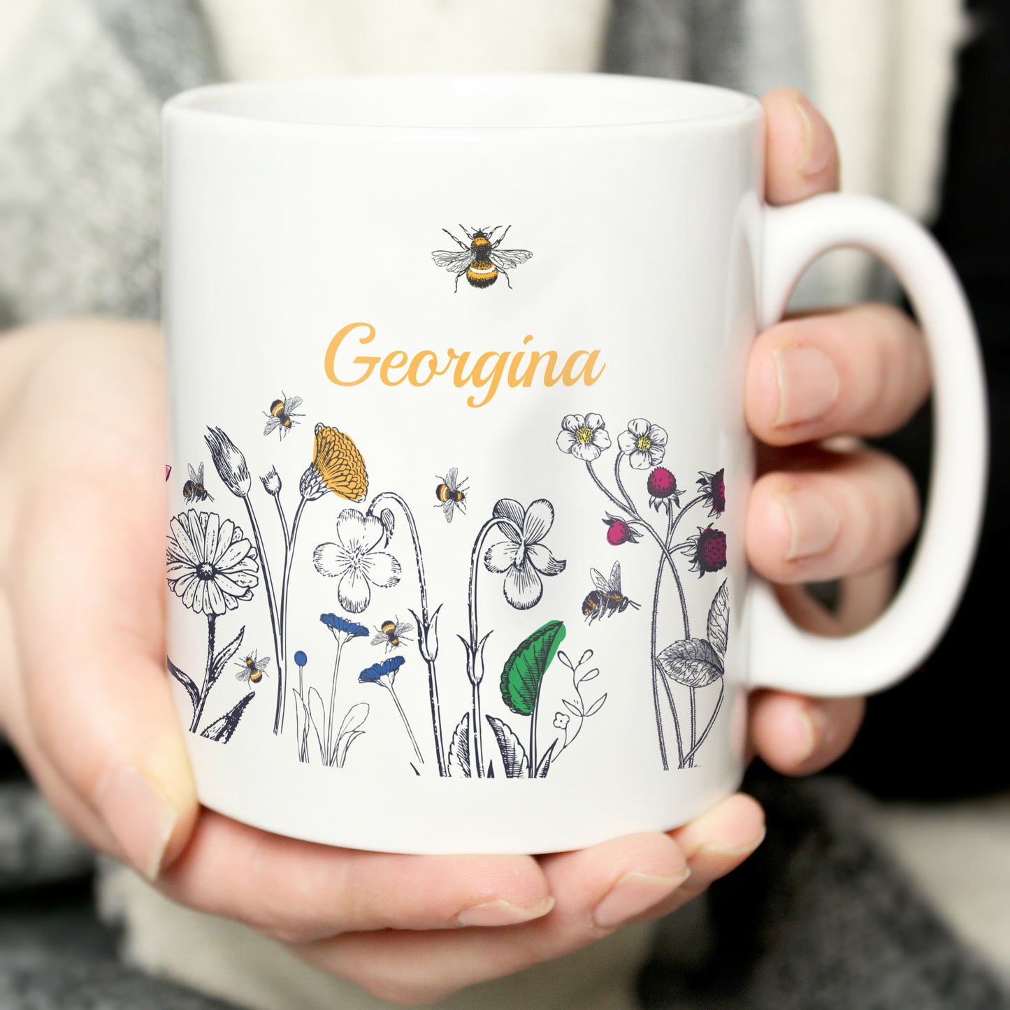 Personalised Wild Flowers Mug - MK&JD Gifts