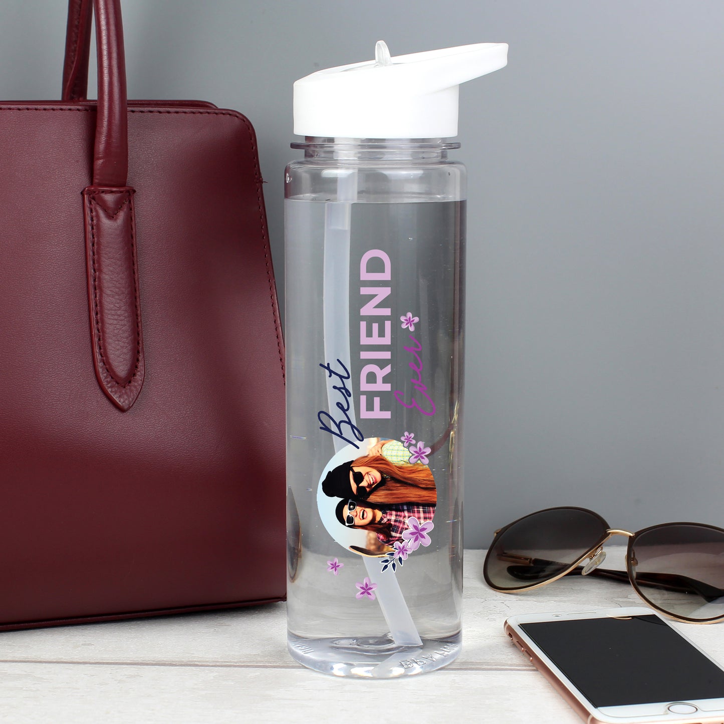 Personalised Floral Best Ever Photo Upload Water Bottle - MK&JD Gifts