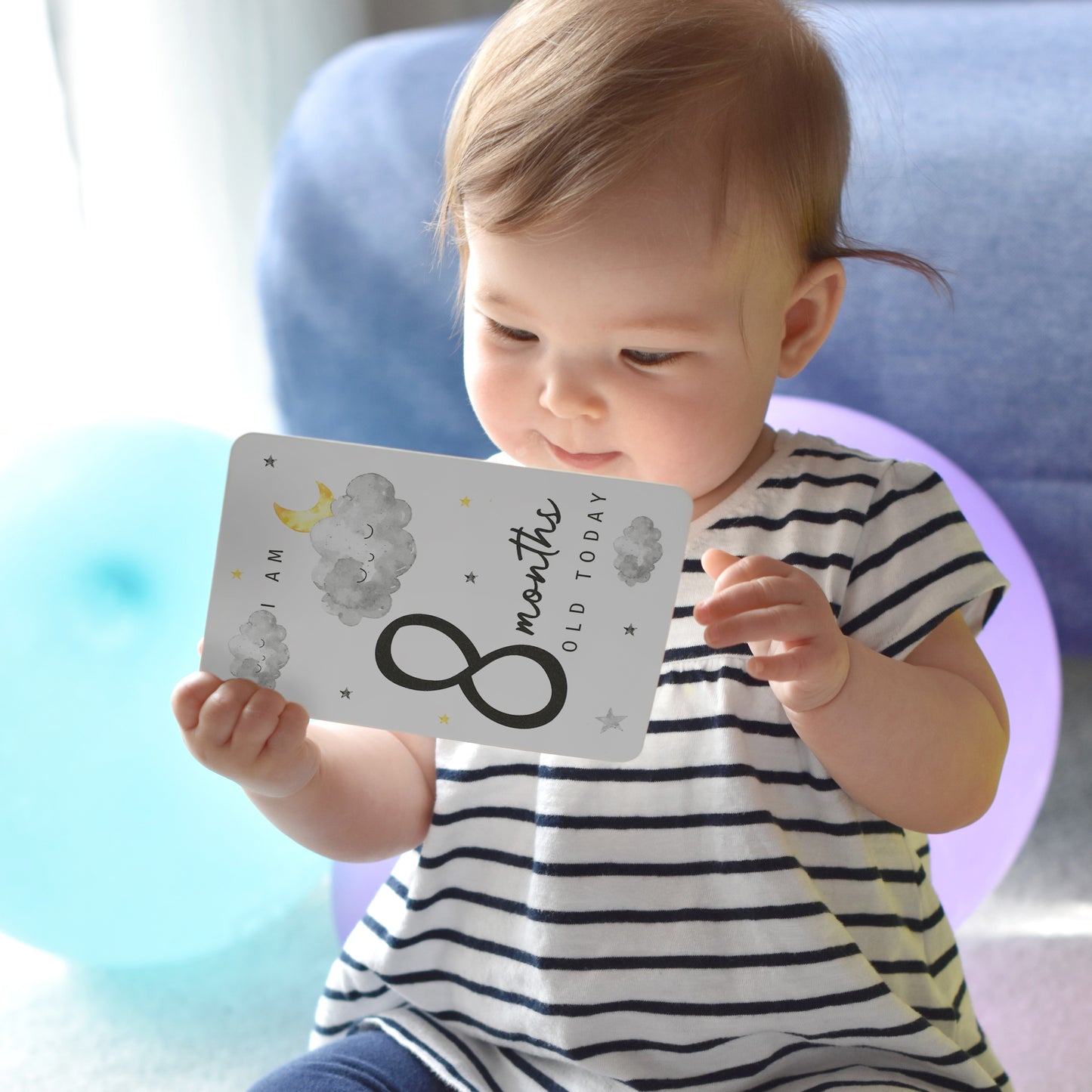 Personalised Cloud Baby Milestone Cards In Drawstring Bag - MK&JD Gifts