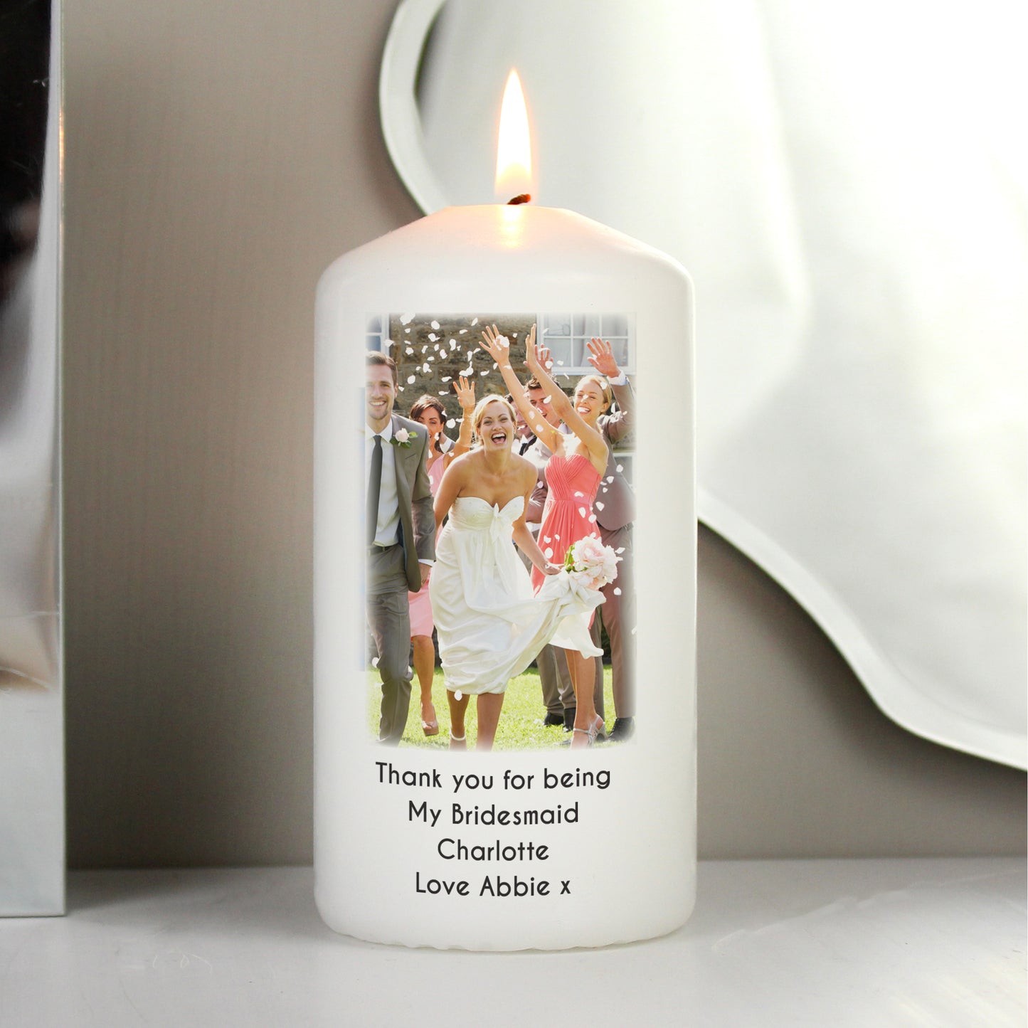 Personalised Photo Upload Pillar Candle - MK&JD Gifts