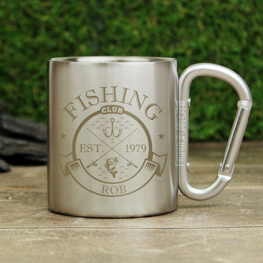 Personalised Fishing Club Stainless Steel Mug - MK&JD Gifts