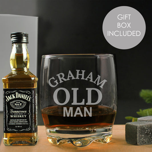 Personalised Old Man Tumbler and Whiskey Miniature Set - MK&JD Gifts