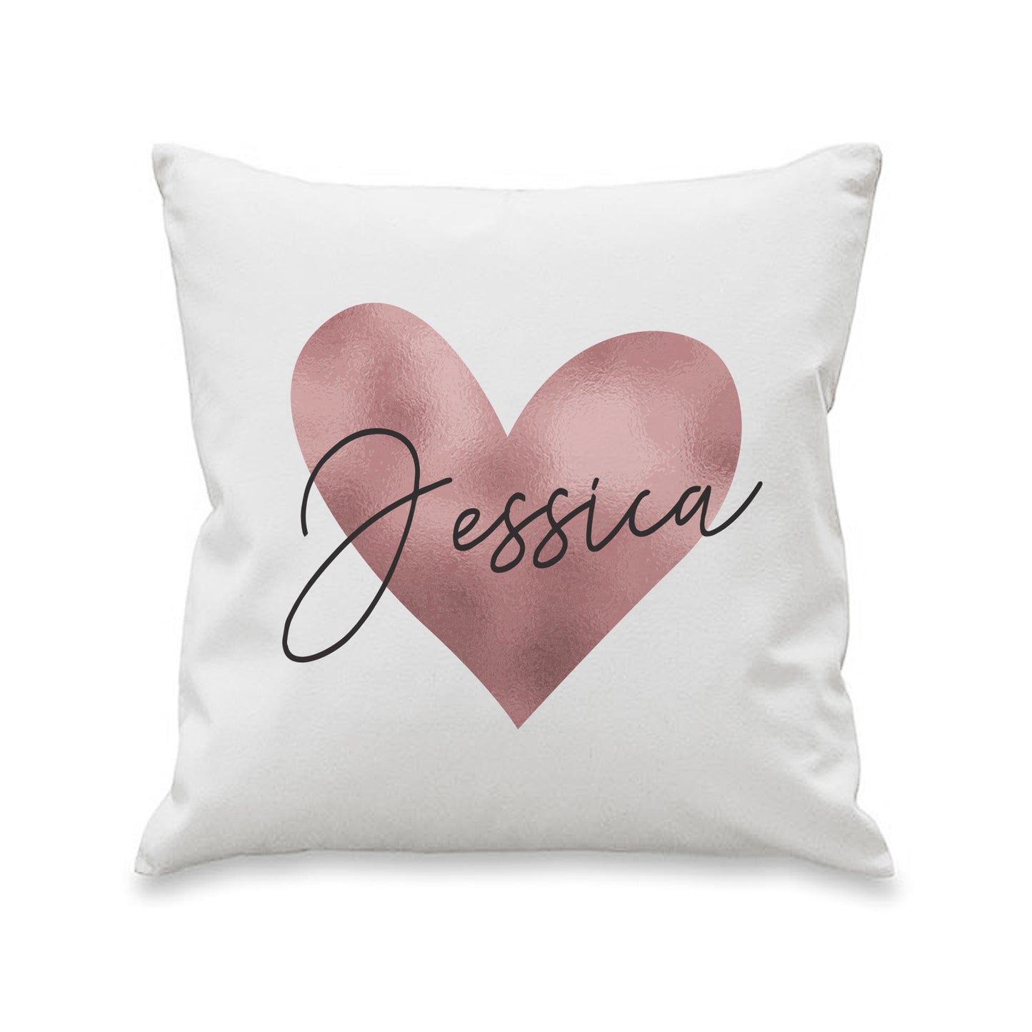 Personalised Name Only Rose Gold Heart Cushion - MK&JD Gifts