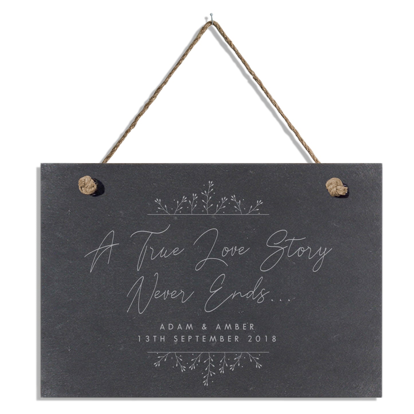 Personalised True Love Story Hanging Large Slate Sign - MK&JD Gifts