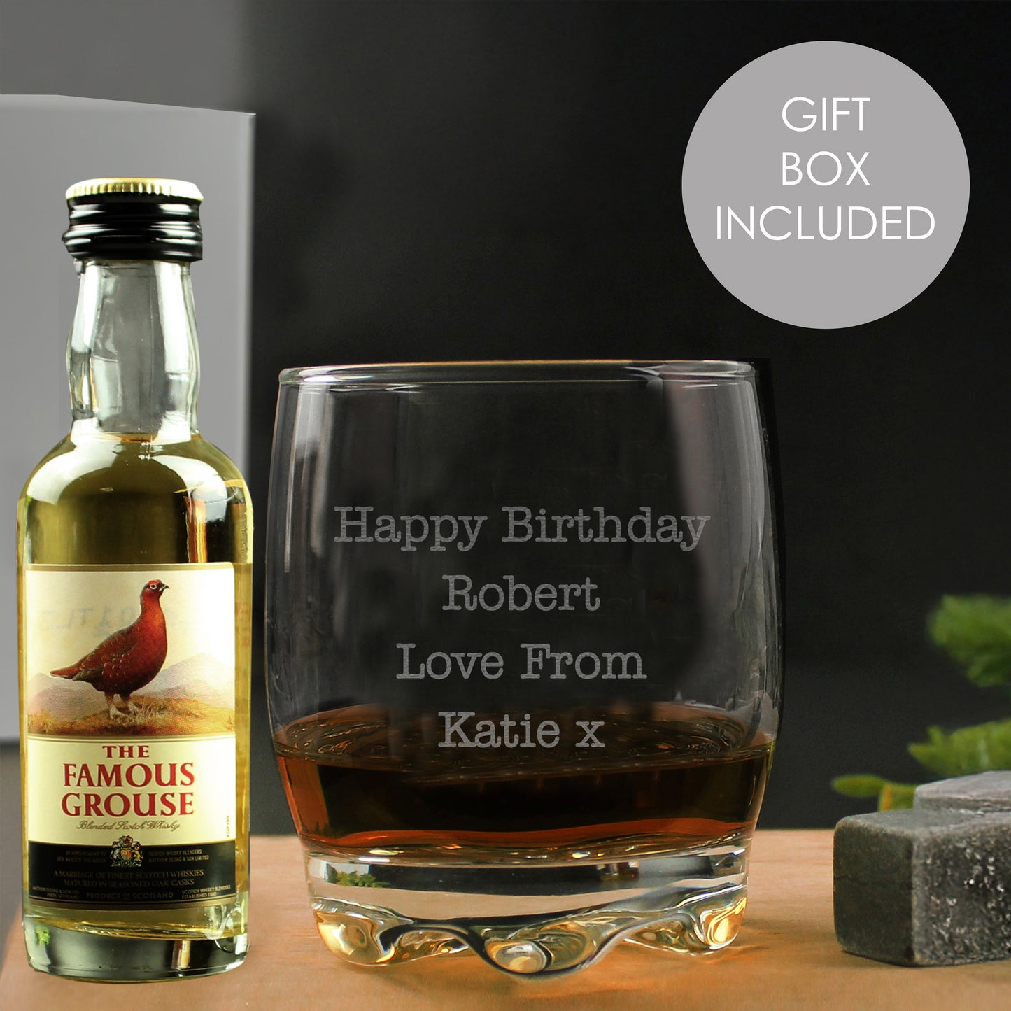 Personalised Free Text Tumbler and Whiskey Miniature Set - MK&JD Gifts