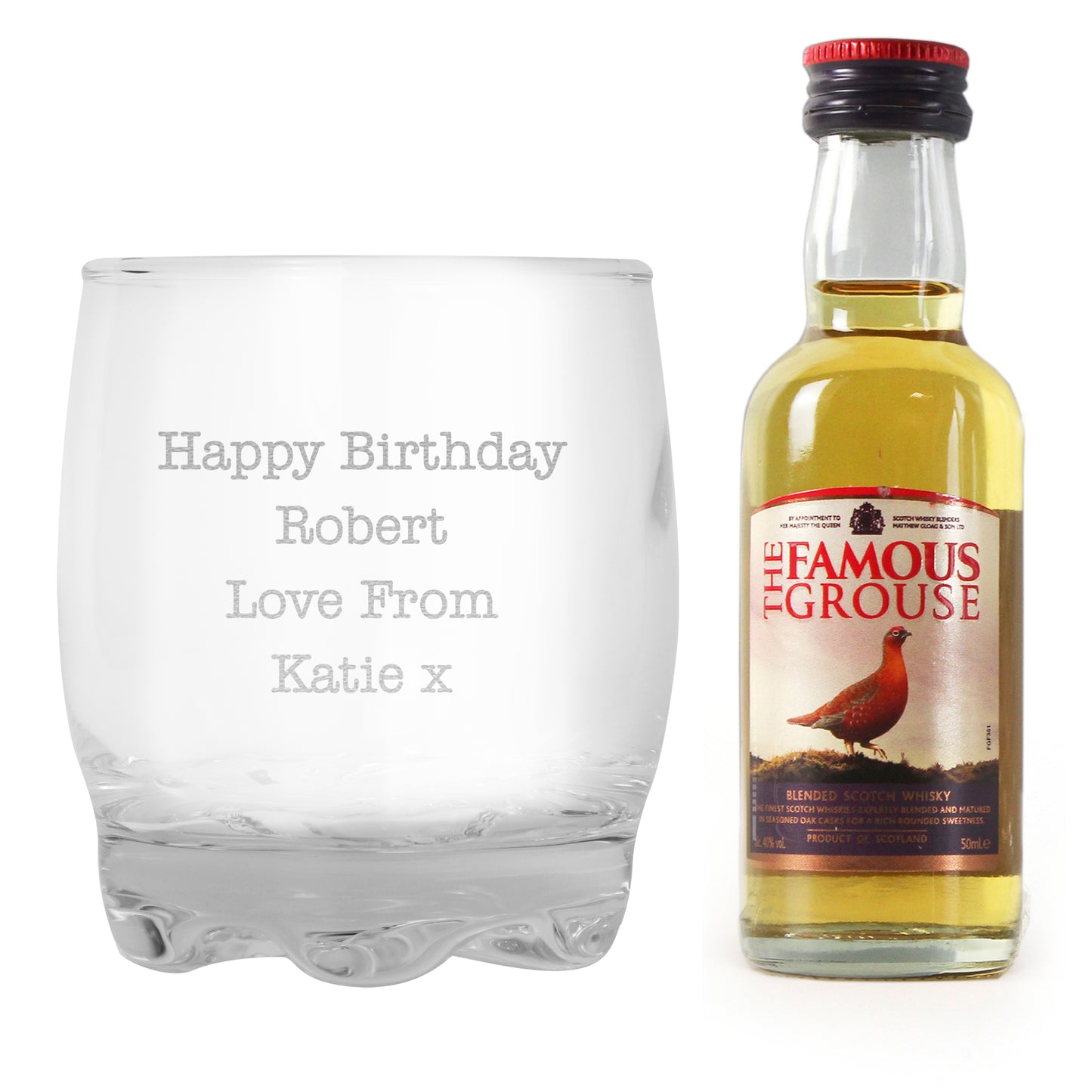 Personalised Free Text Tumbler and Whiskey Miniature Set - MK&JD Gifts