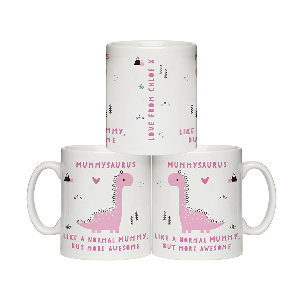 Personalised More Awesome Pink Dinosaur Mug - MK&JD Gifts