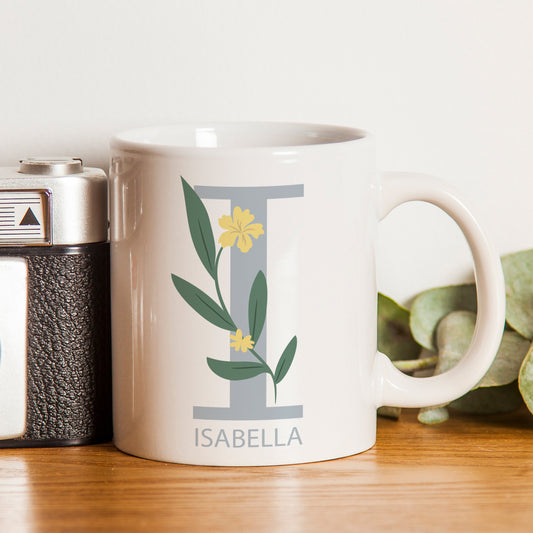 Personalised Floral Initial Mug - MK&JD Gifts