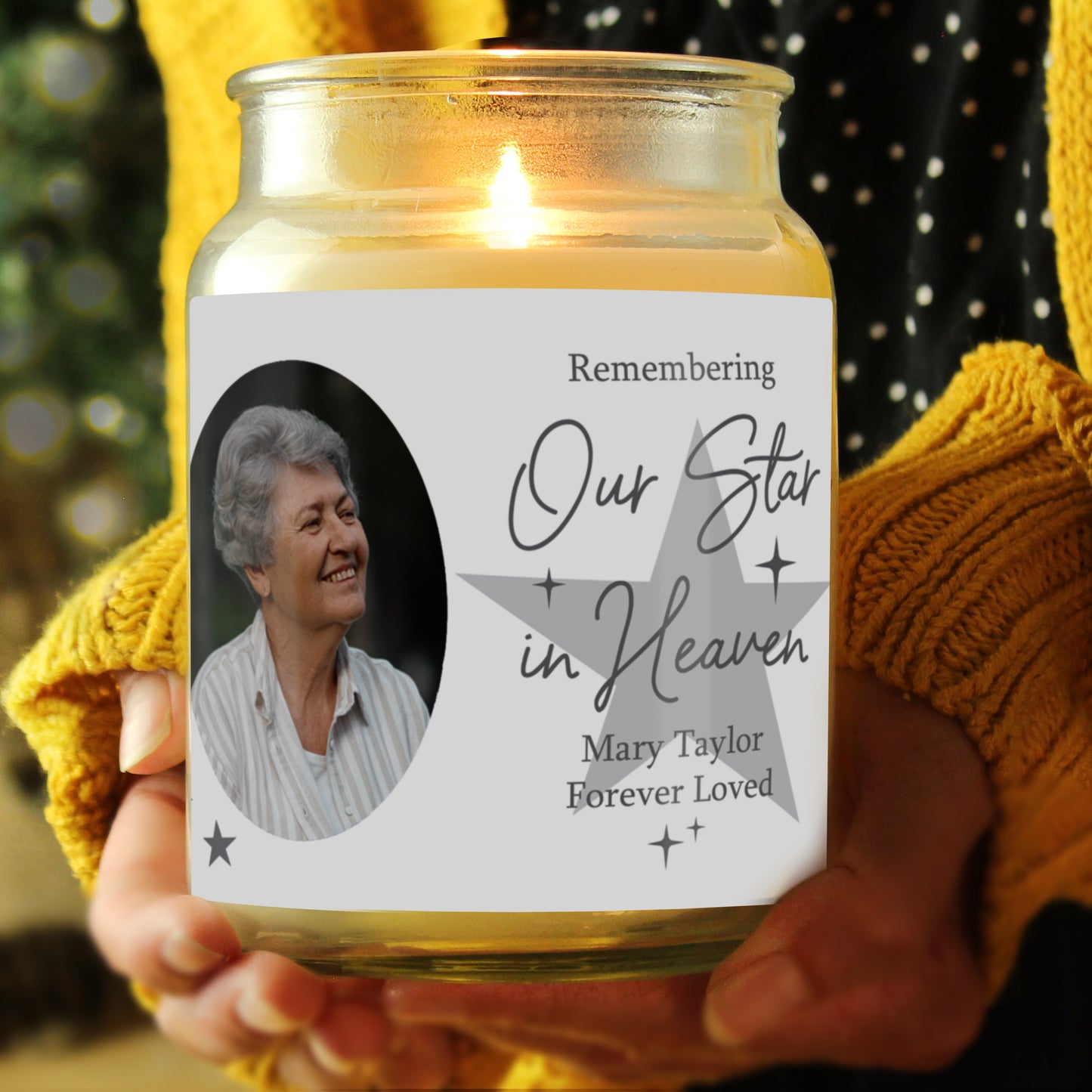 Personalised Star In Heaven Photo Upload Large Scented Jar Candle - MK&JD Gifts
