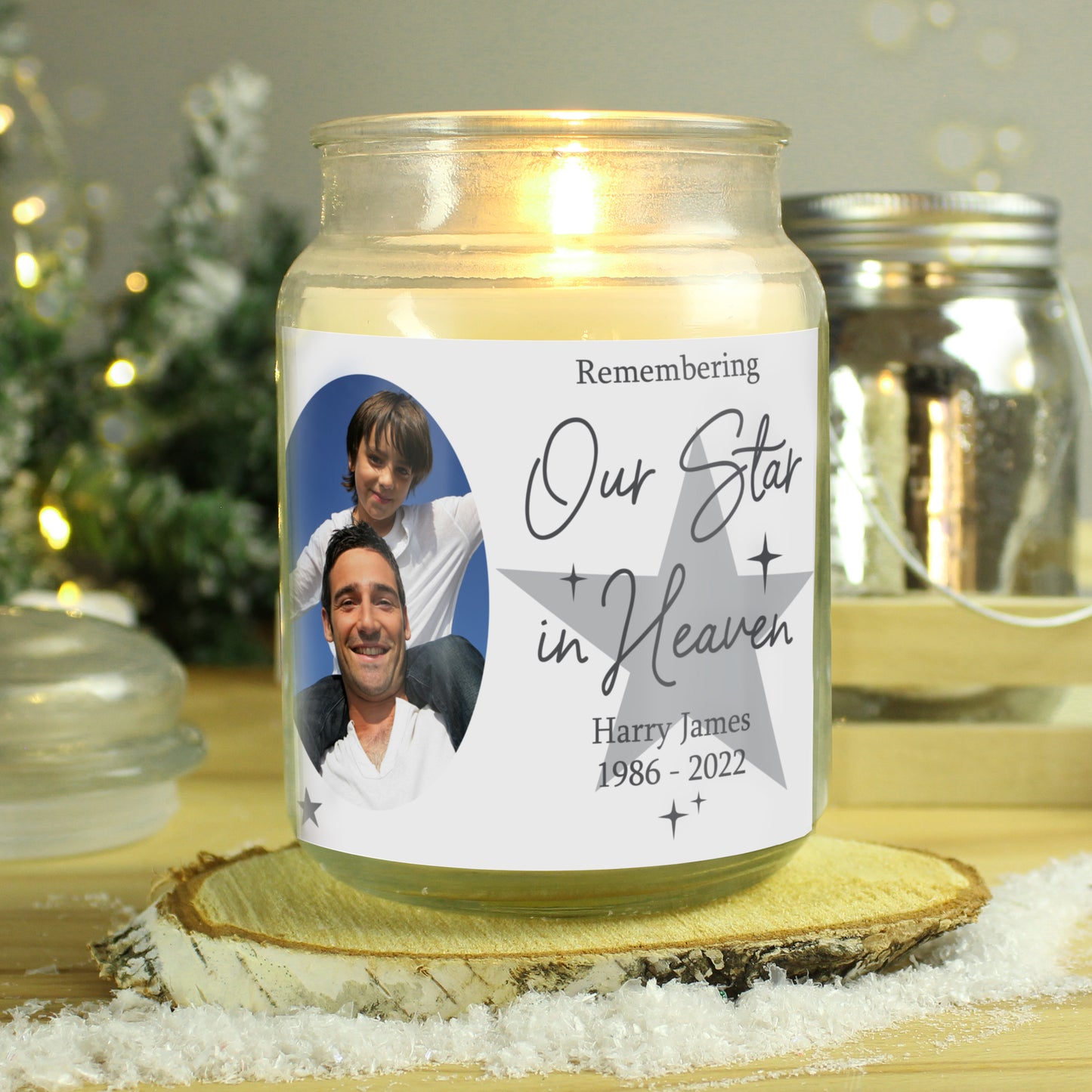 Personalised Star In Heaven Photo Upload Large Scented Jar Candle - MK&JD Gifts