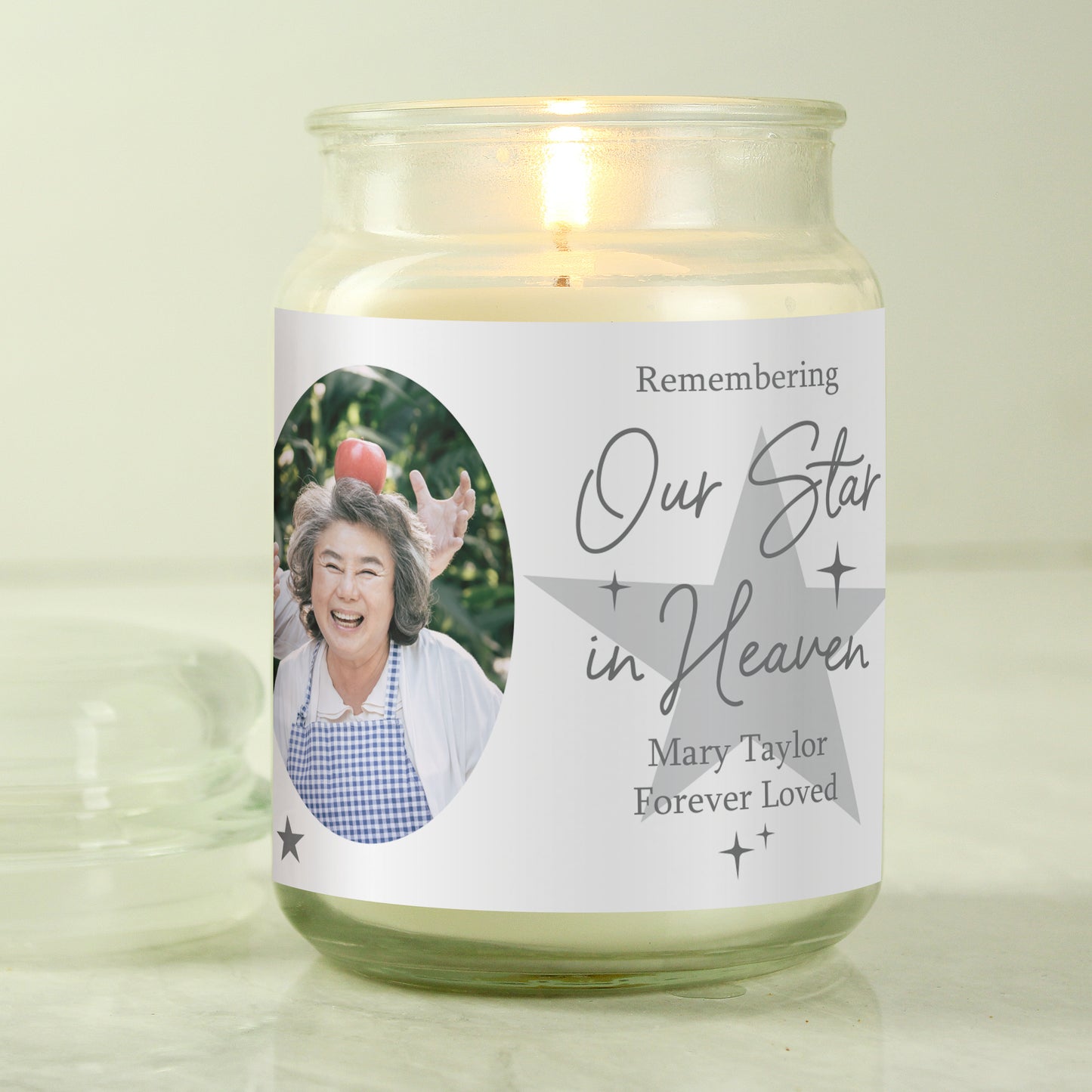 Personalised Star In Heaven Photo Upload Large Scented Jar Candle - MK&JD Gifts