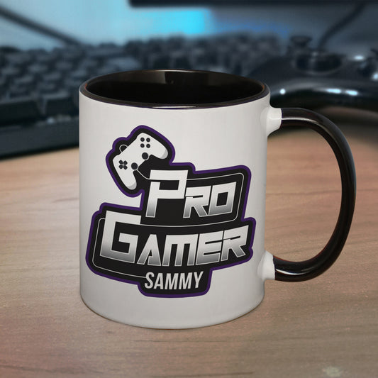 Personalised Pro Gamer Black Handled Mug - MK&JD Gifts