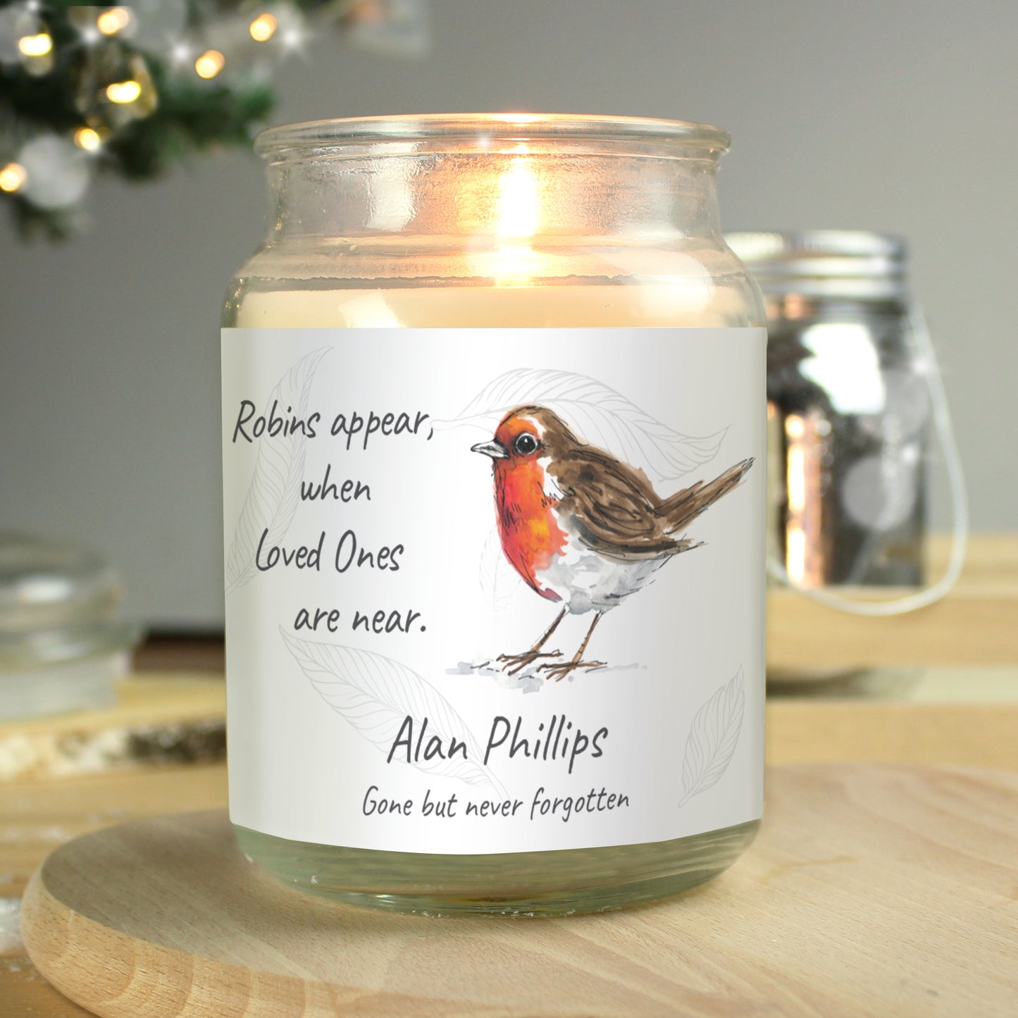 Personalised Robins Appear Large Scented Jar Candle - MK&JD Gifts