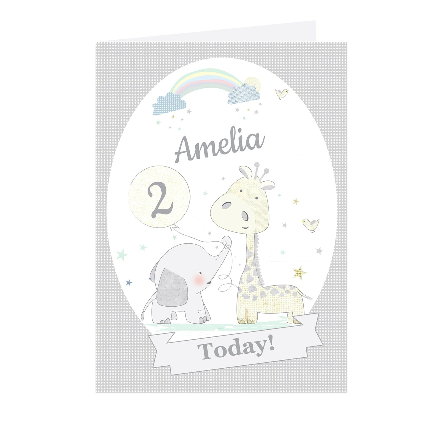 Personalised Hessian Giraffe & Elephant Card - MK&JD Gifts