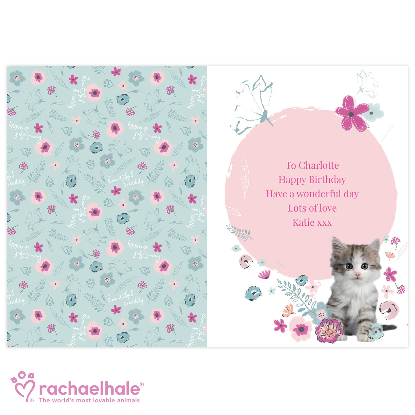 Personalised Rachael Hale Cute Kitten Card - MK&JD Gifts