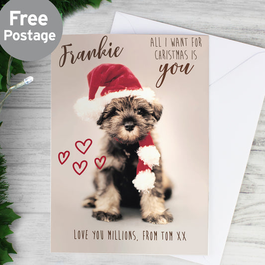 Personalised Rachael Hale 'All I Want For Christmas' Puppy Card - MK&JD Gifts