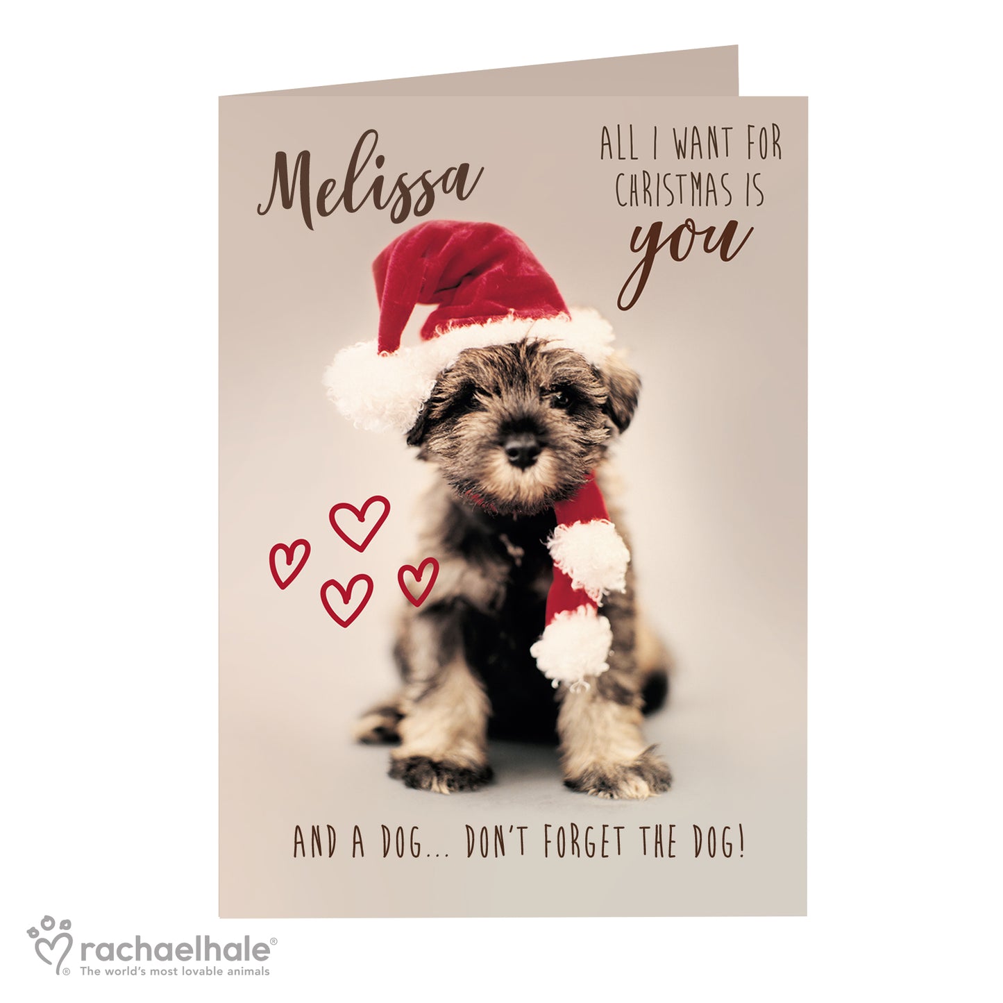 Personalised Rachael Hale 'All I Want For Christmas' Puppy Card - MK&JD Gifts