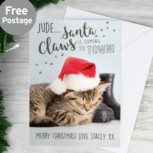 Personalised Rachael Hale Santa Claws Christmas Cat Card - MK&JD Gifts