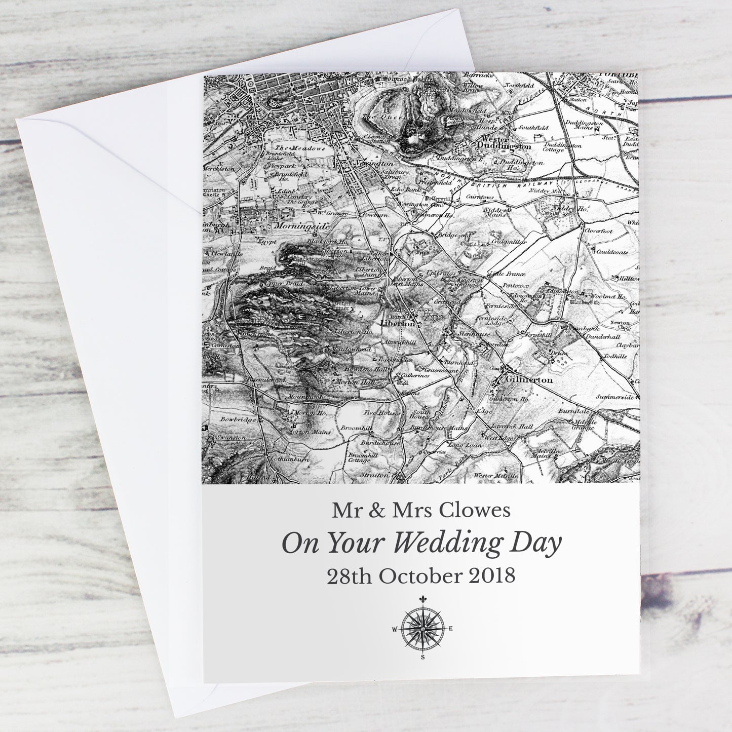 Personalised 1805 - 1874 Old Series Map Compass Card - MK&JD Gifts