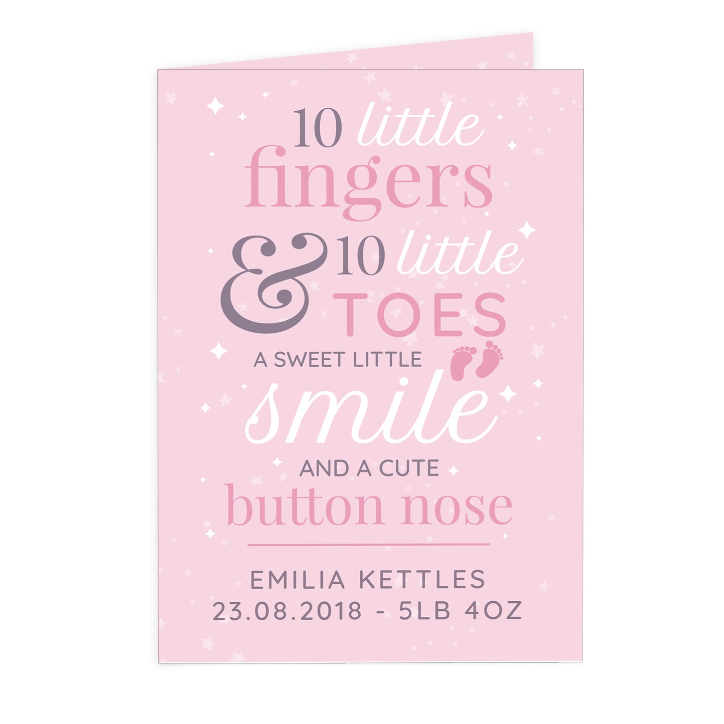 Personalised '10 Little Fingers' Pink Baby Card - MK&JD Gifts