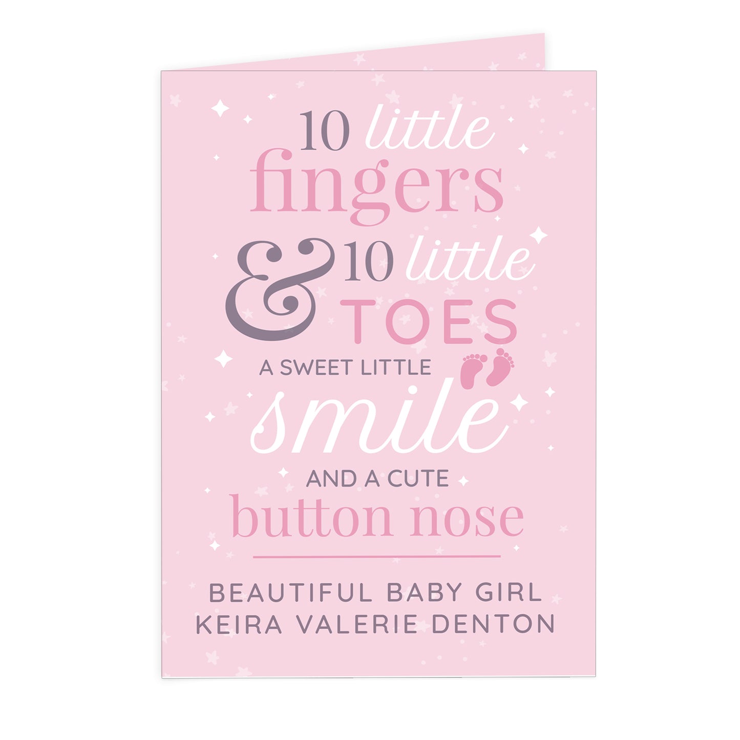 Personalised '10 Little Fingers' Pink Baby Card - MK&JD Gifts
