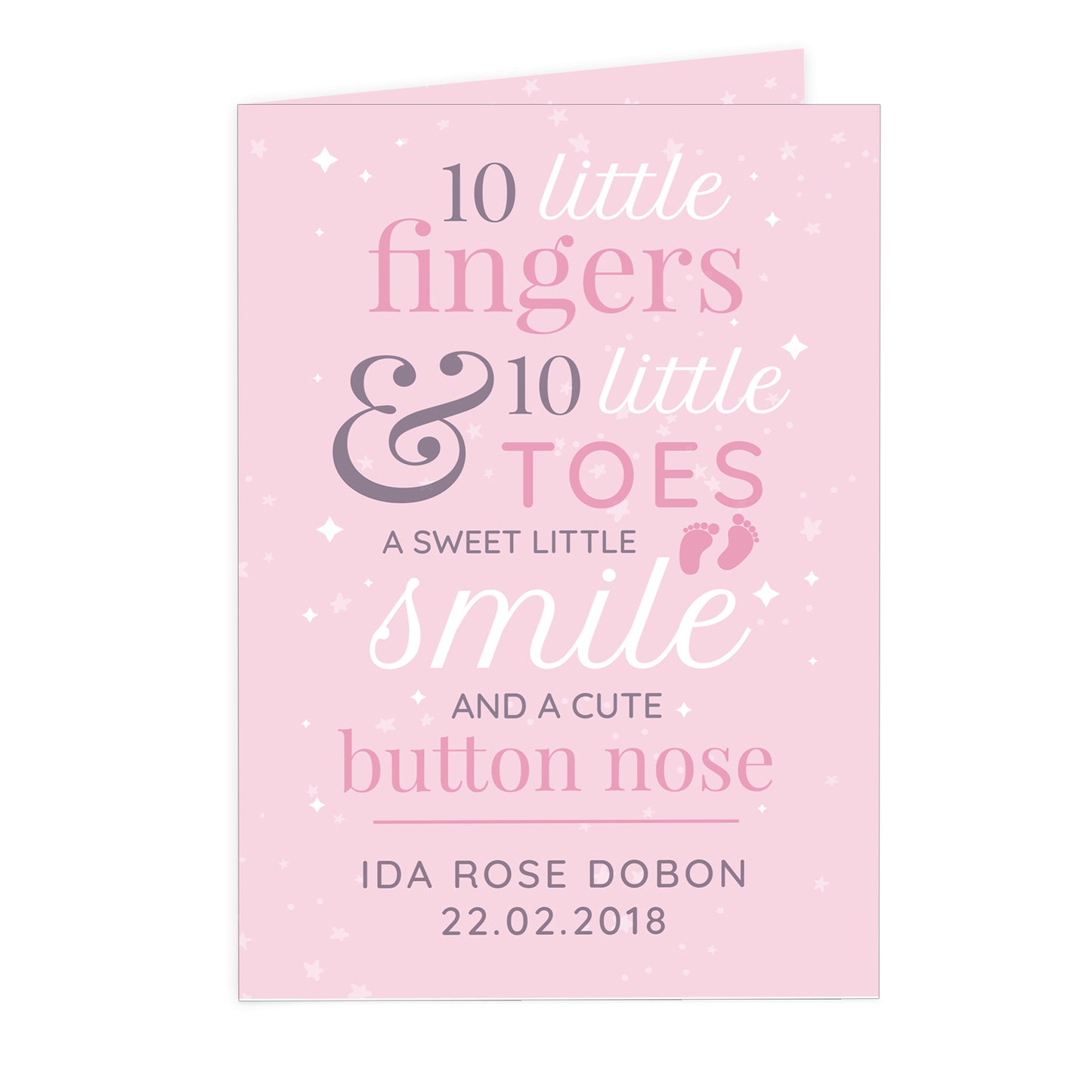 Personalised '10 Little Fingers' Pink Baby Card - MK&JD Gifts