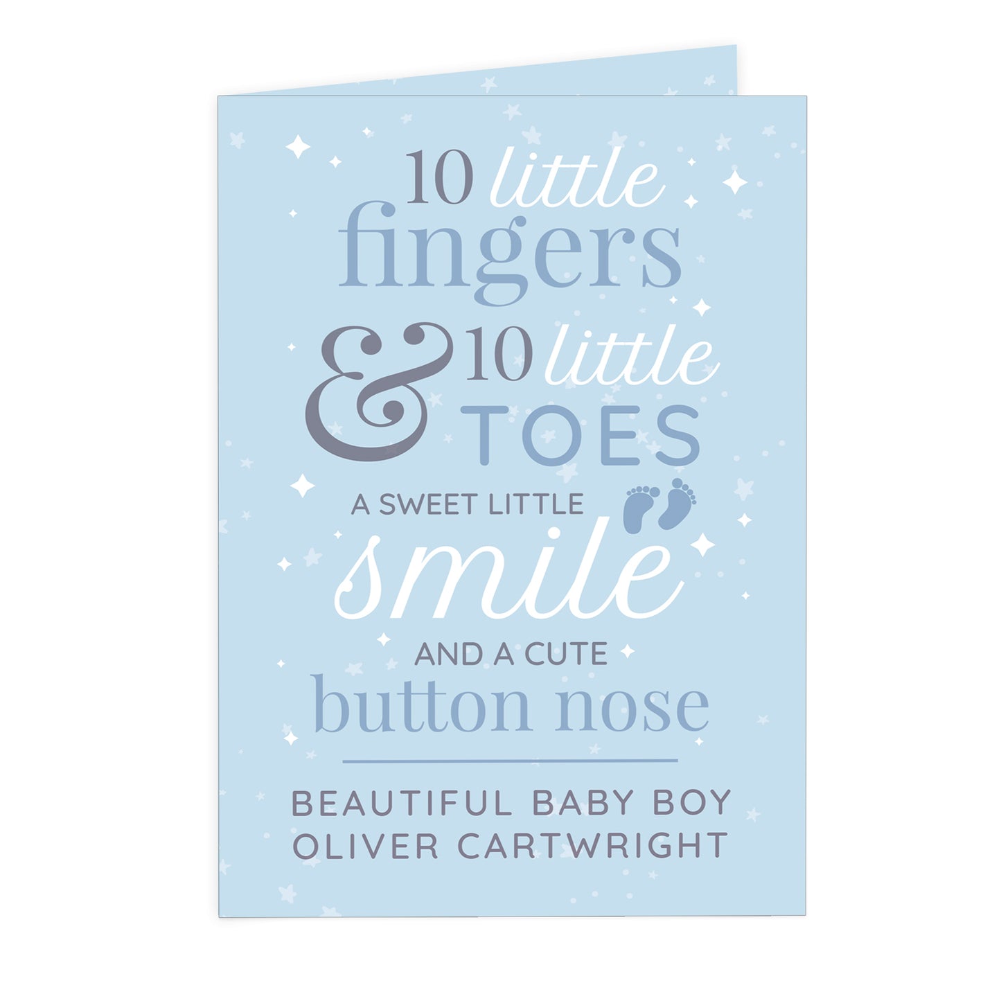 Personalised '10 Little Fingers' Blue Baby Card - MK&JD Gifts