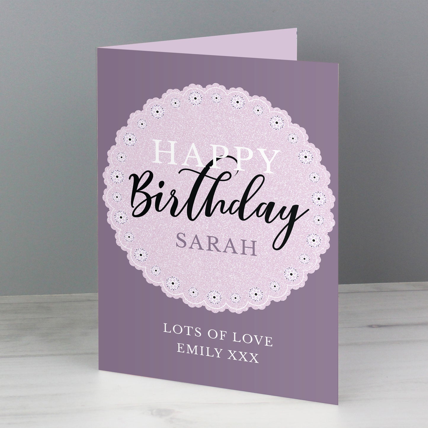 Personalised Lilac Lace Birthday Card - MK&JD Gifts