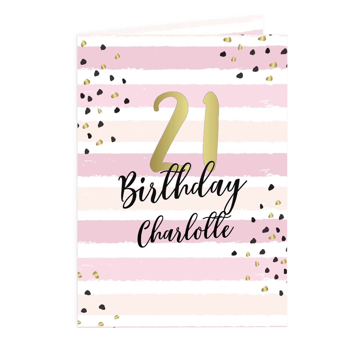 Personalised Gold and Pink Stripe Birthday Card - MK&JD Gifts