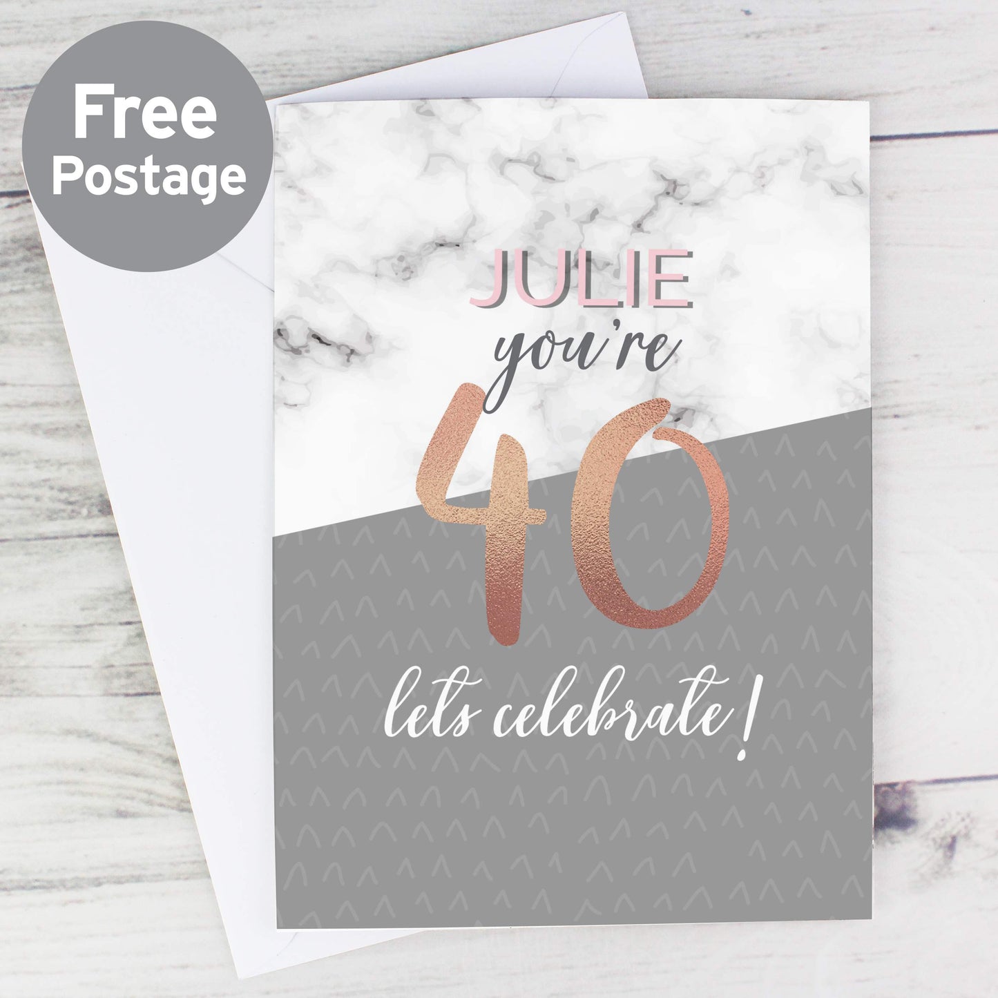 Personalised Marble and Rose Gold Birthday Card - MK&JD Gifts