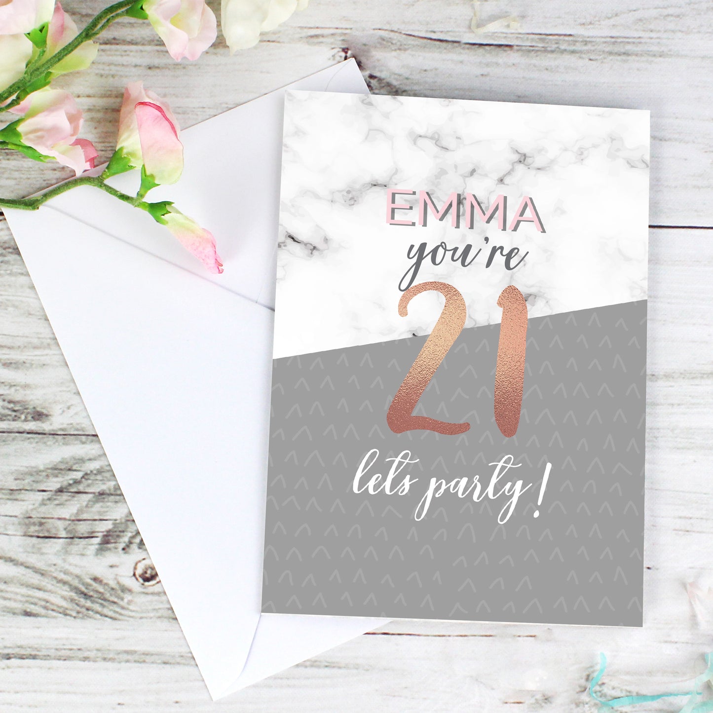 Personalised Marble and Rose Gold Birthday Card - MK&JD Gifts