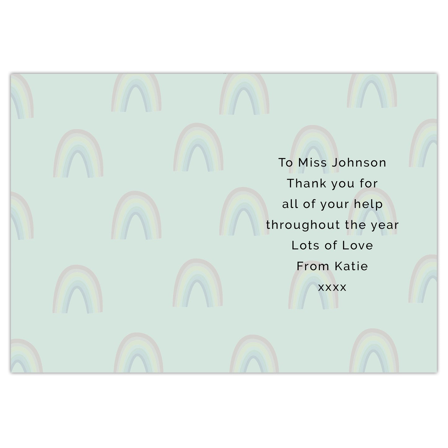 Personalised Rainbow Thank You Card - MK&JD Gifts