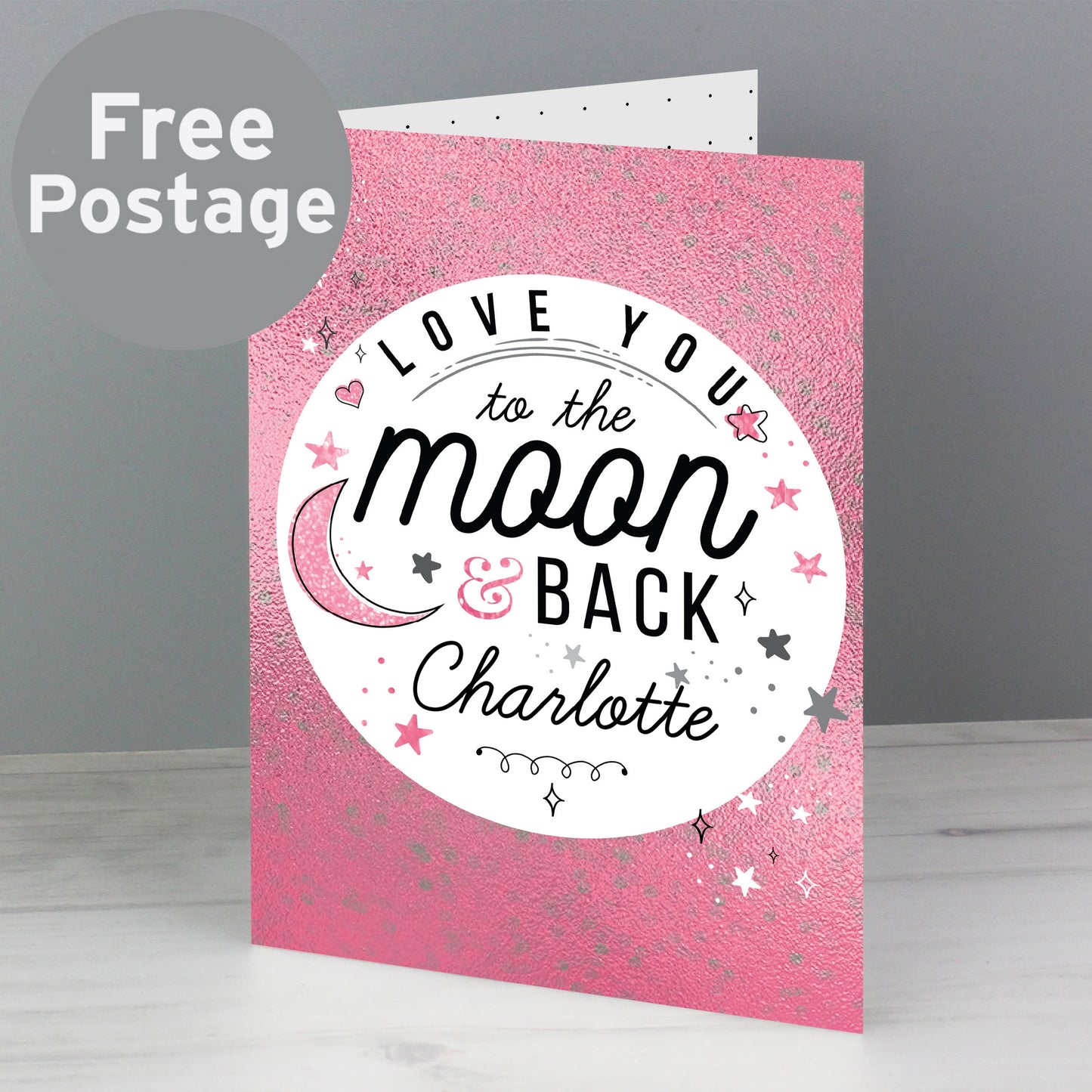 Personalised To The Moon & Back Pink Card - MK&JD Gifts