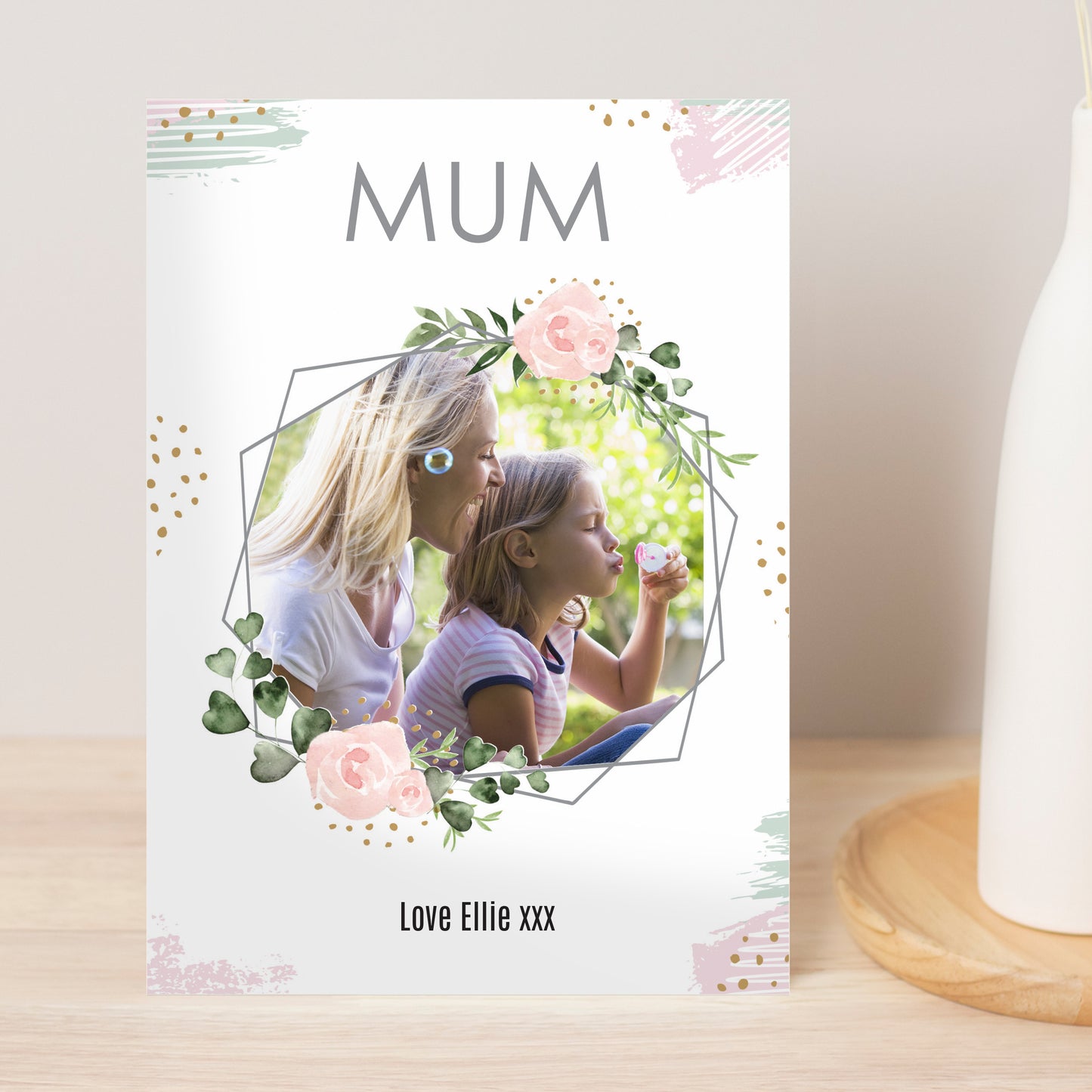 Personalised Floral Abstract Photo Upload Card - MK&JD Gifts