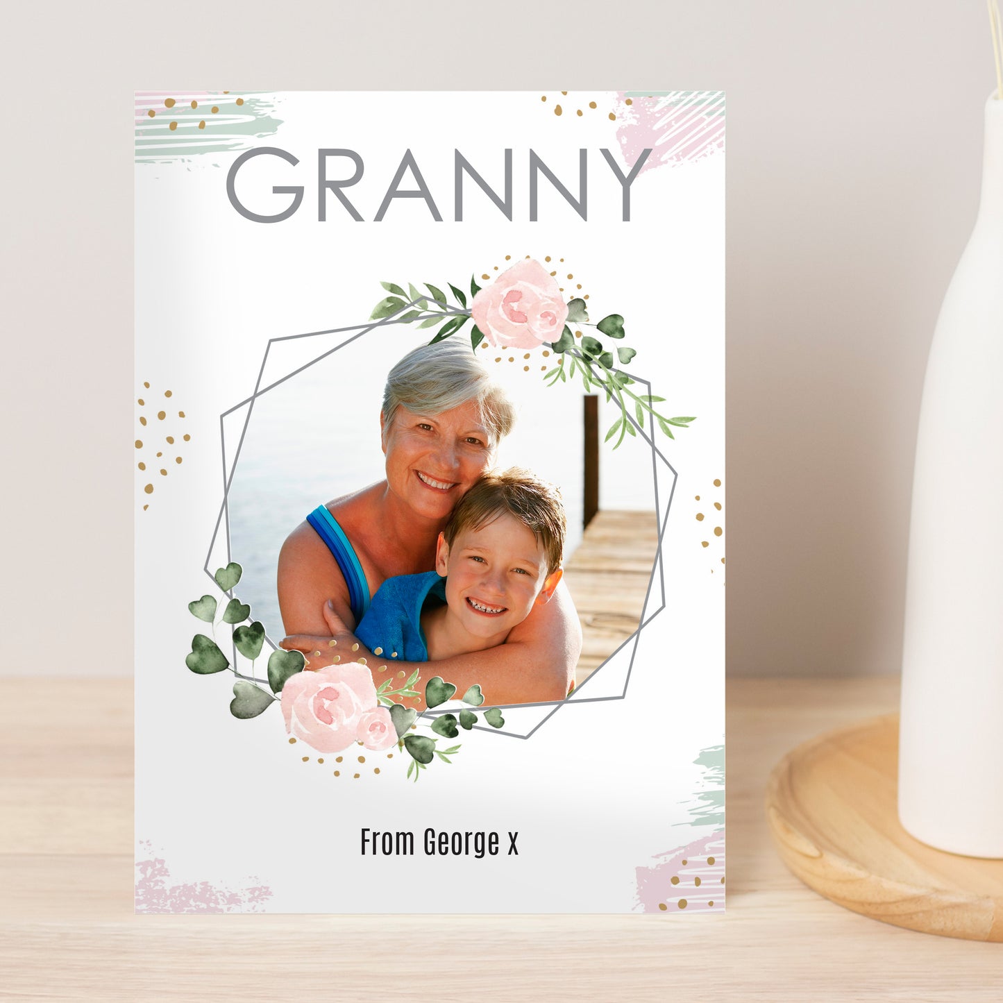 Personalised Floral Abstract Photo Upload Card - MK&JD Gifts
