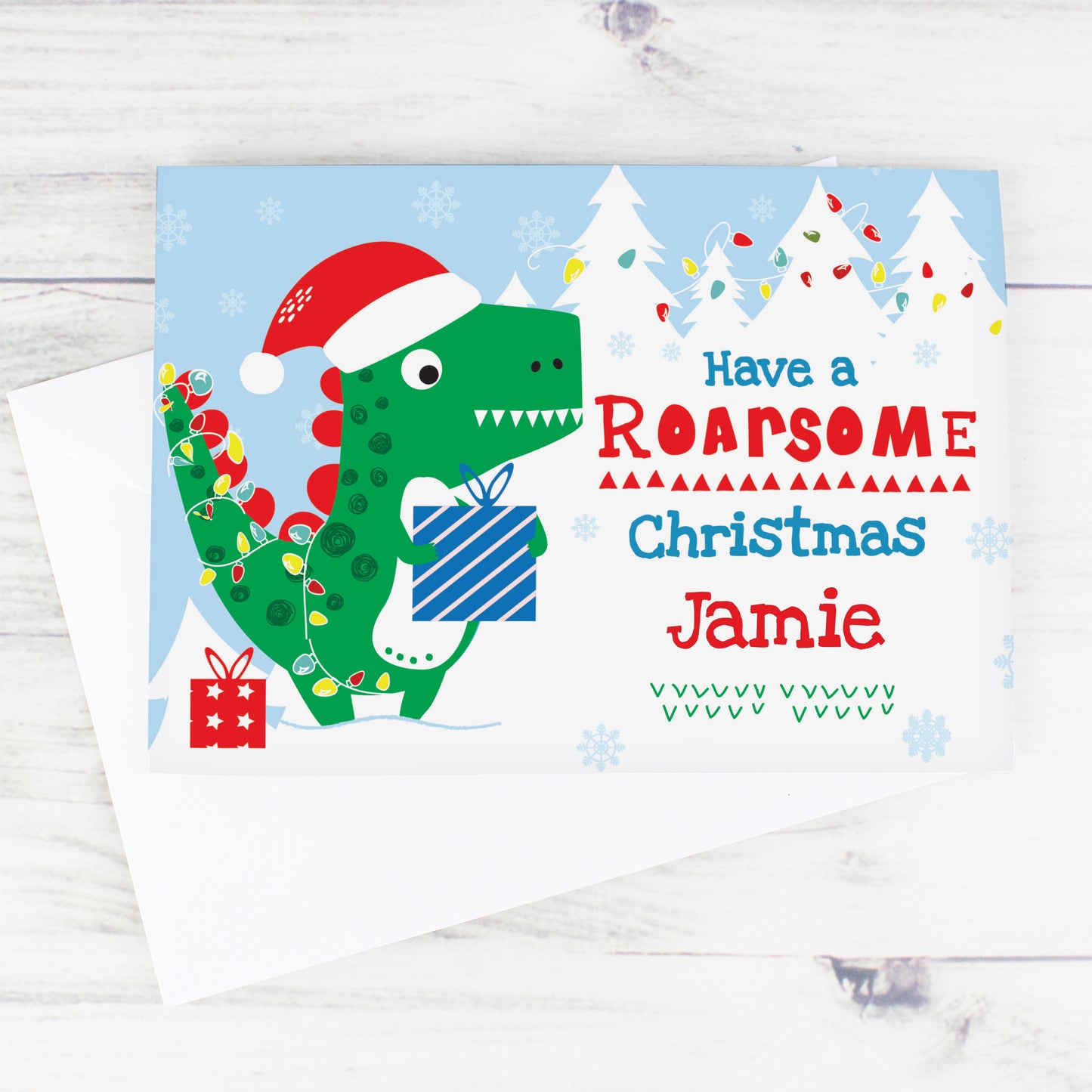 Personalised Dinosaur 'Have a Roarsome Christmas' Card - MK&JD Gifts