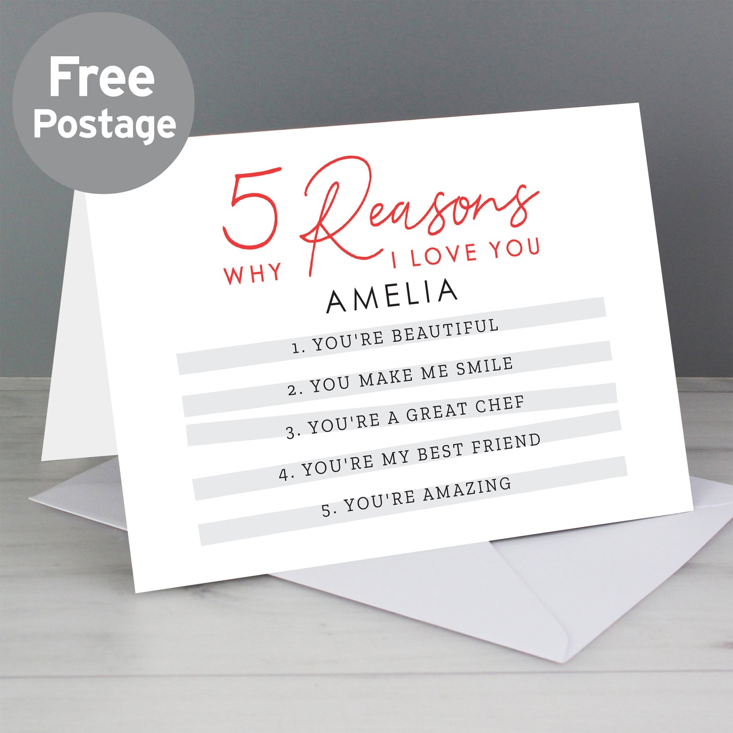 Personalised 5 Reasons Why Card - MK&JD Gifts