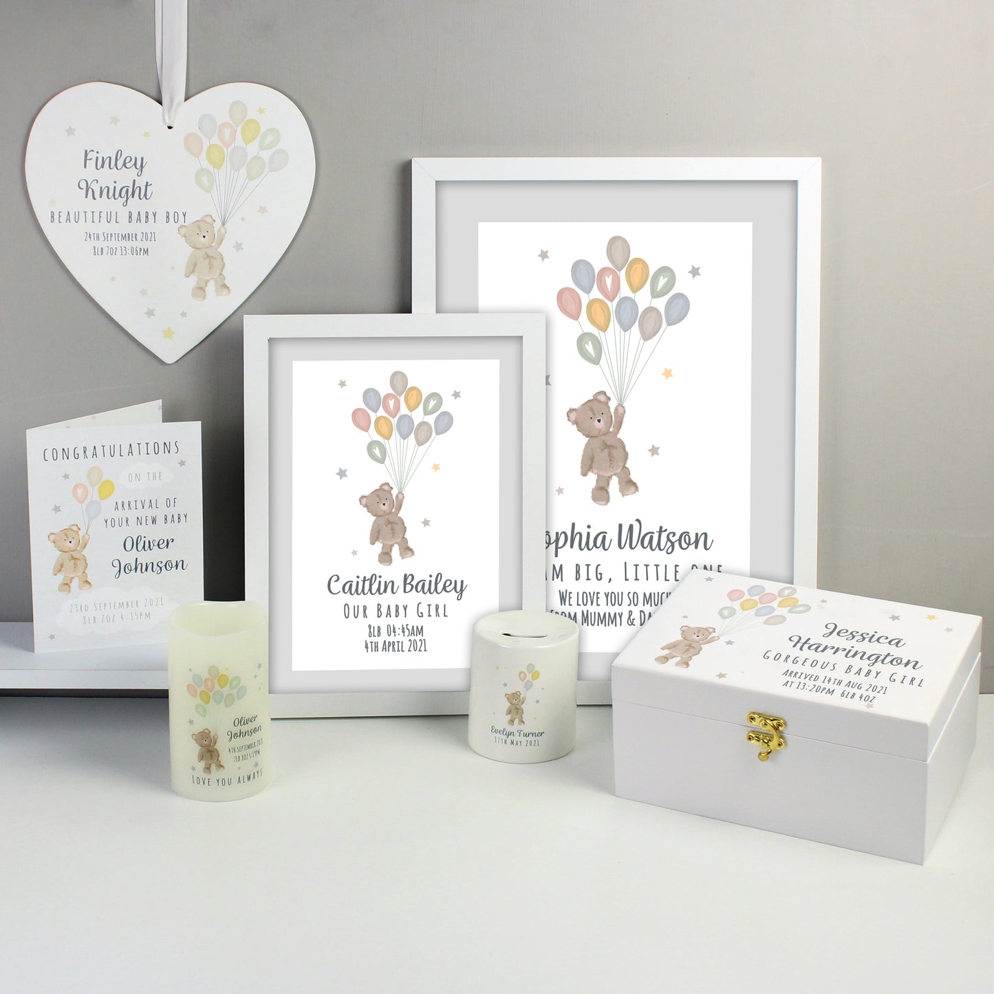 Personalised Teddy & Balloons Card - MK&JD Gifts