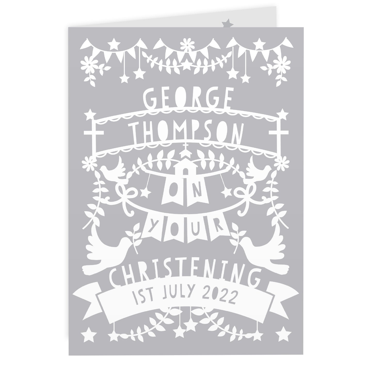 Personalised Grey Papercut Style Card - MK&JD Gifts
