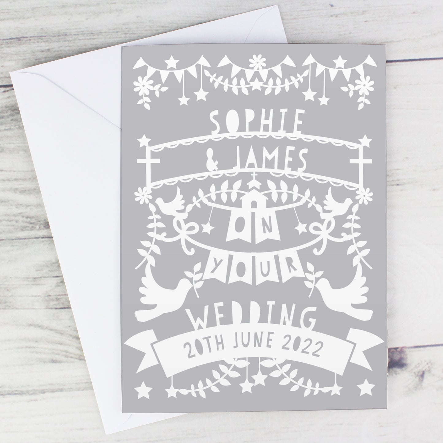 Personalised Grey Papercut Style Card - MK&JD Gifts