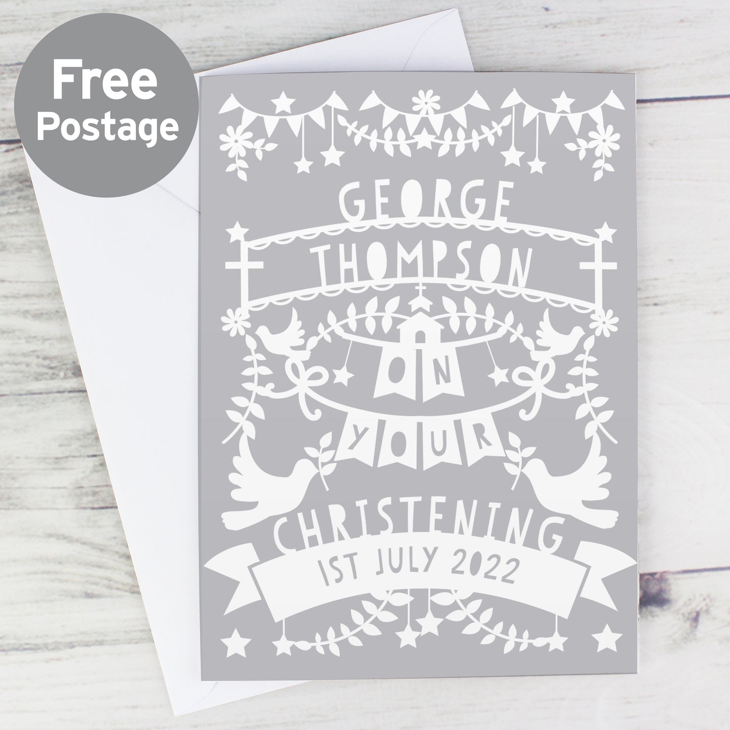 Personalised Grey Papercut Style Card - MK&JD Gifts