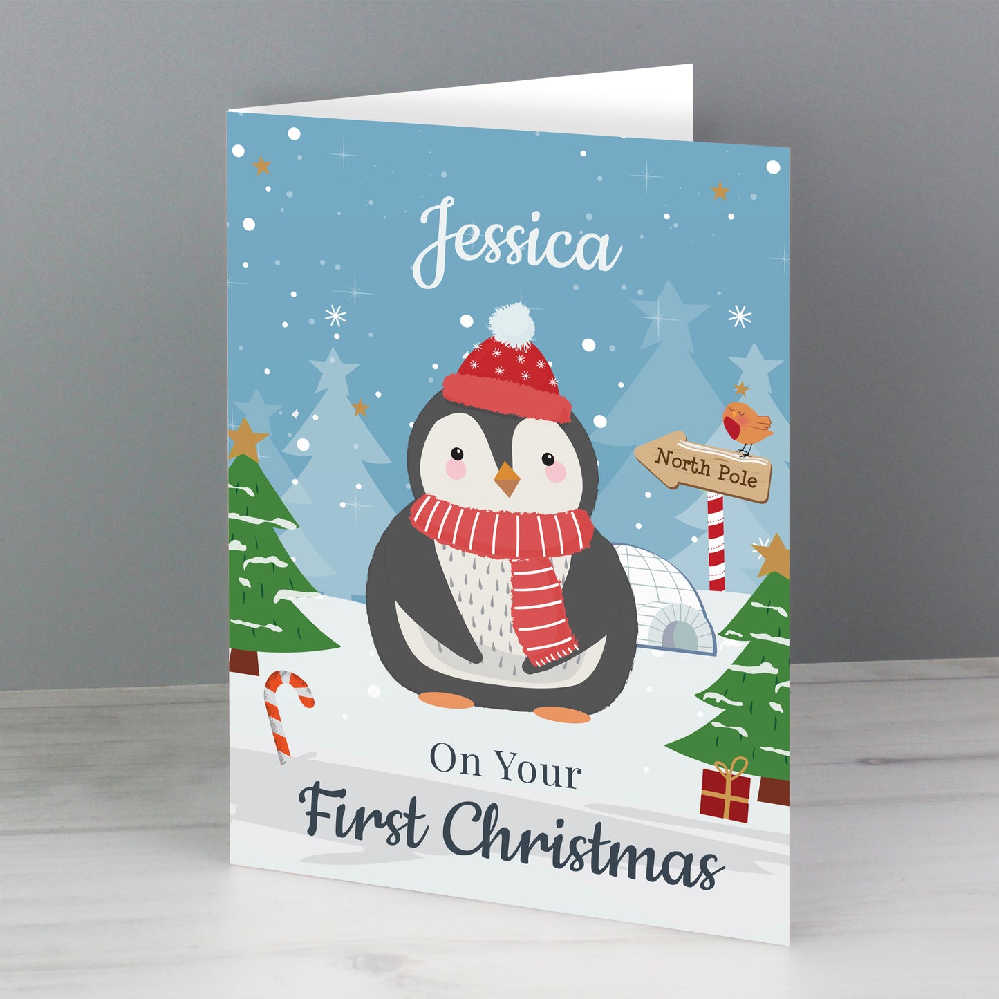 Personalised Christmas Penguin Card - MK&JD Gifts
