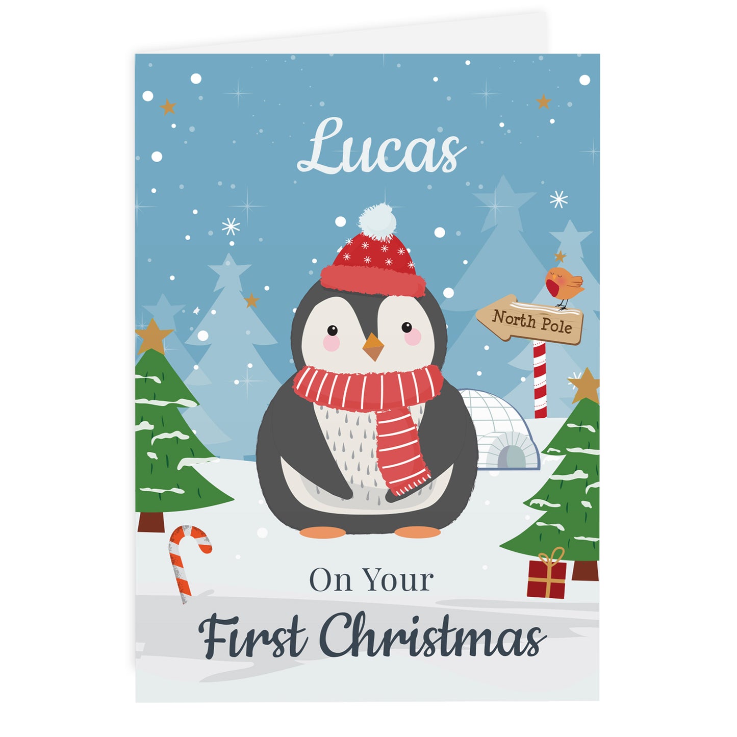 Personalised Christmas Penguin Card - MK&JD Gifts