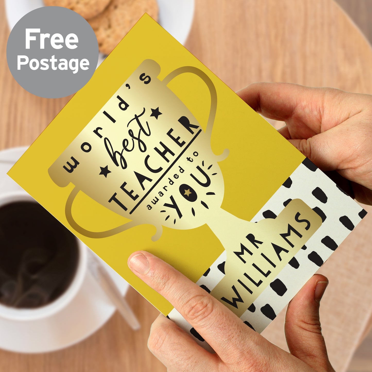 Personalised World's Best Teacher Trophy Greeting Card - MK&JD Gifts