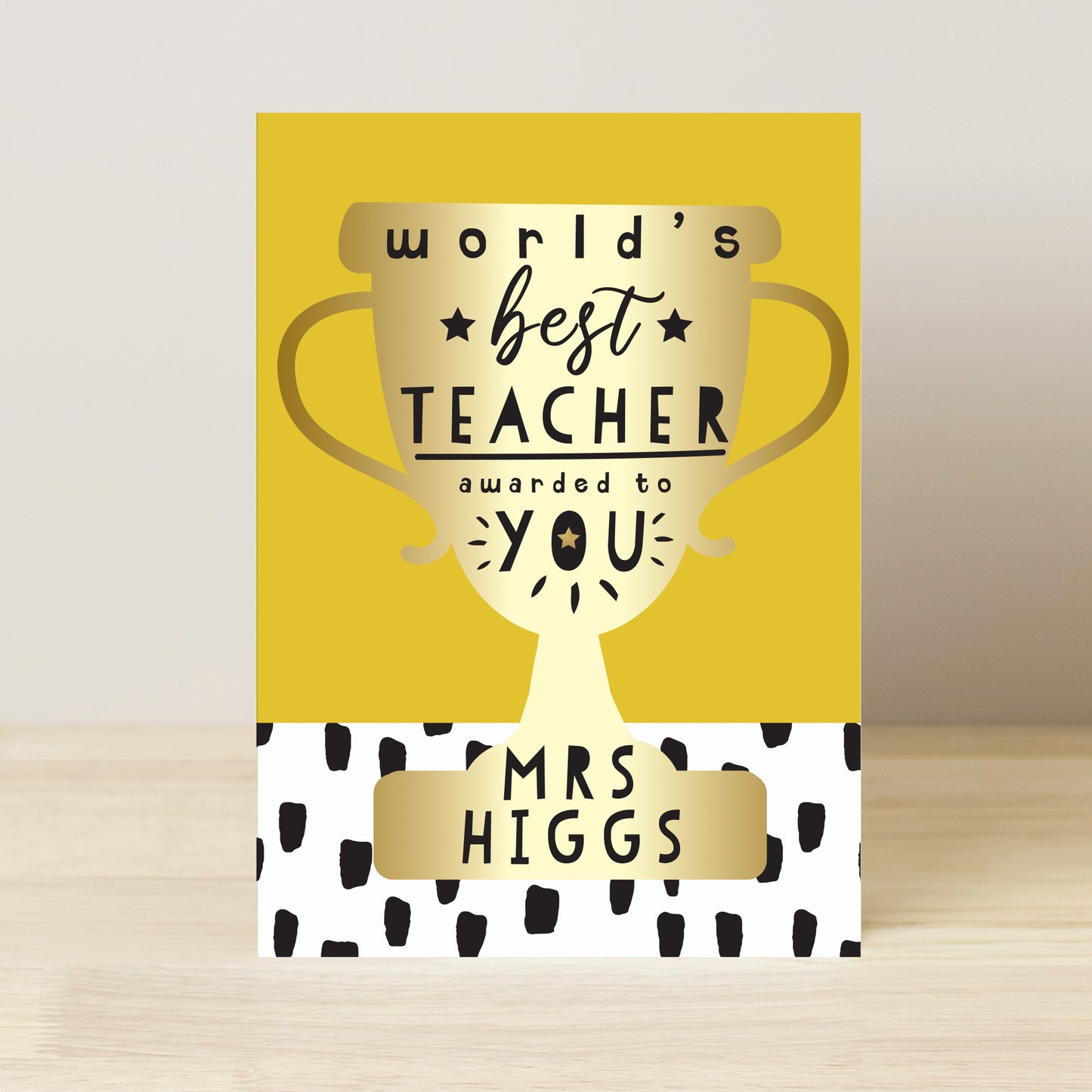 Personalised World's Best Teacher Trophy Greeting Card - MK&JD Gifts