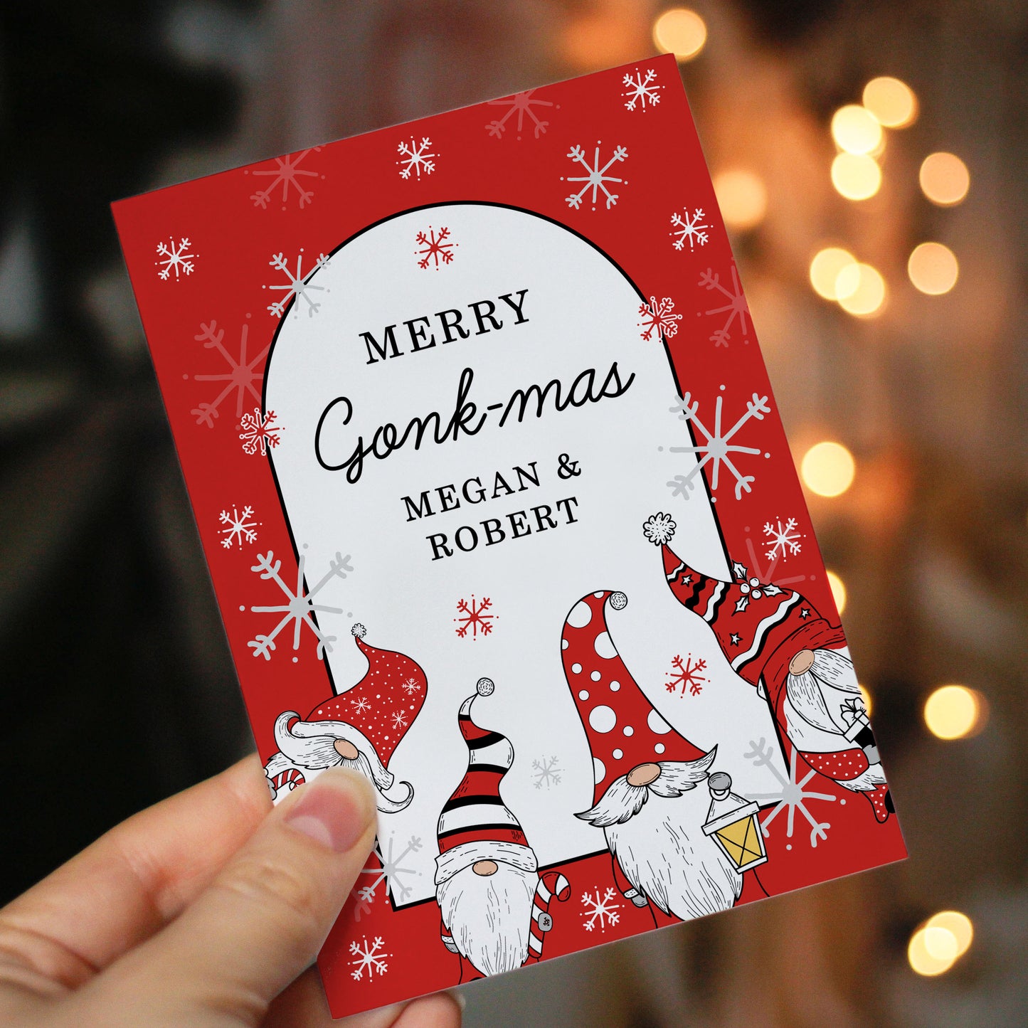 Personalised Red Gonks Christmas Card - MK&JD Gifts