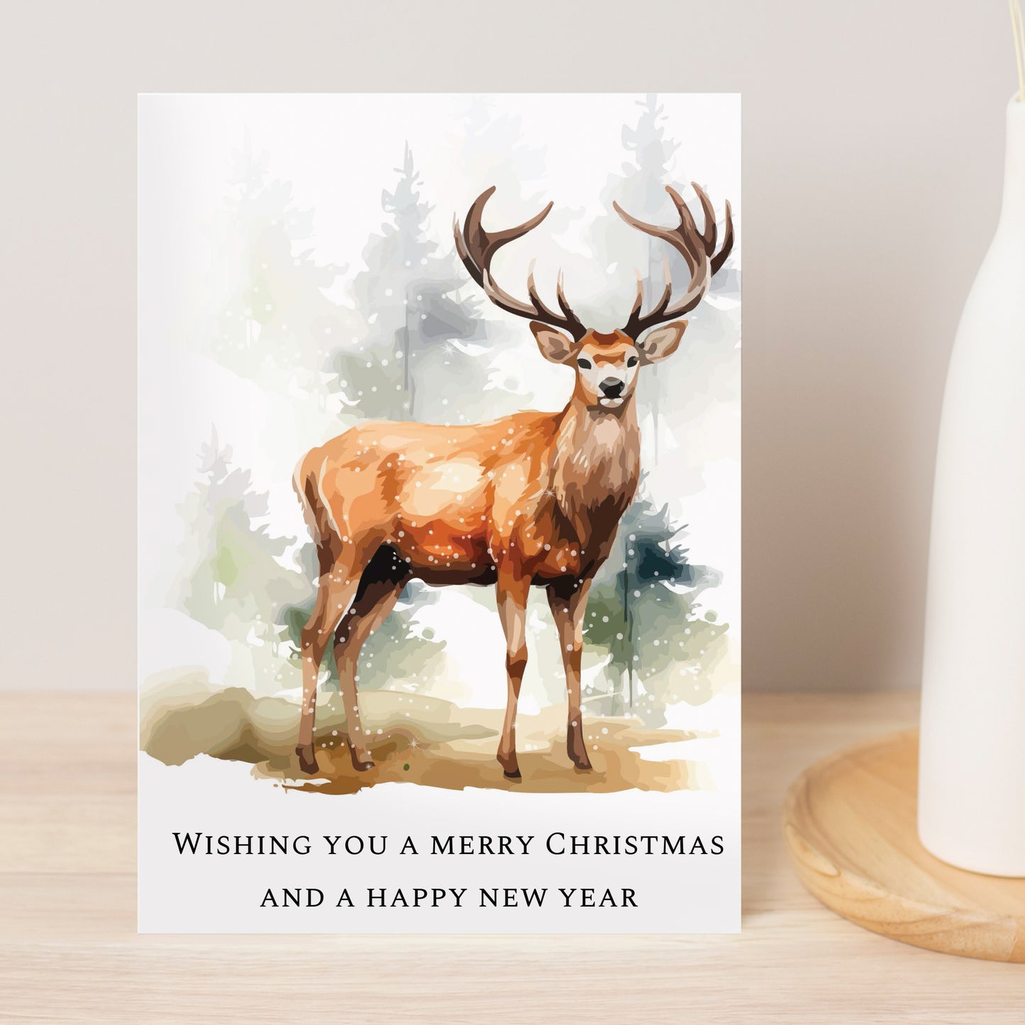 Personalised Watercolour Stag Greetings Card - MK&JD Gifts
