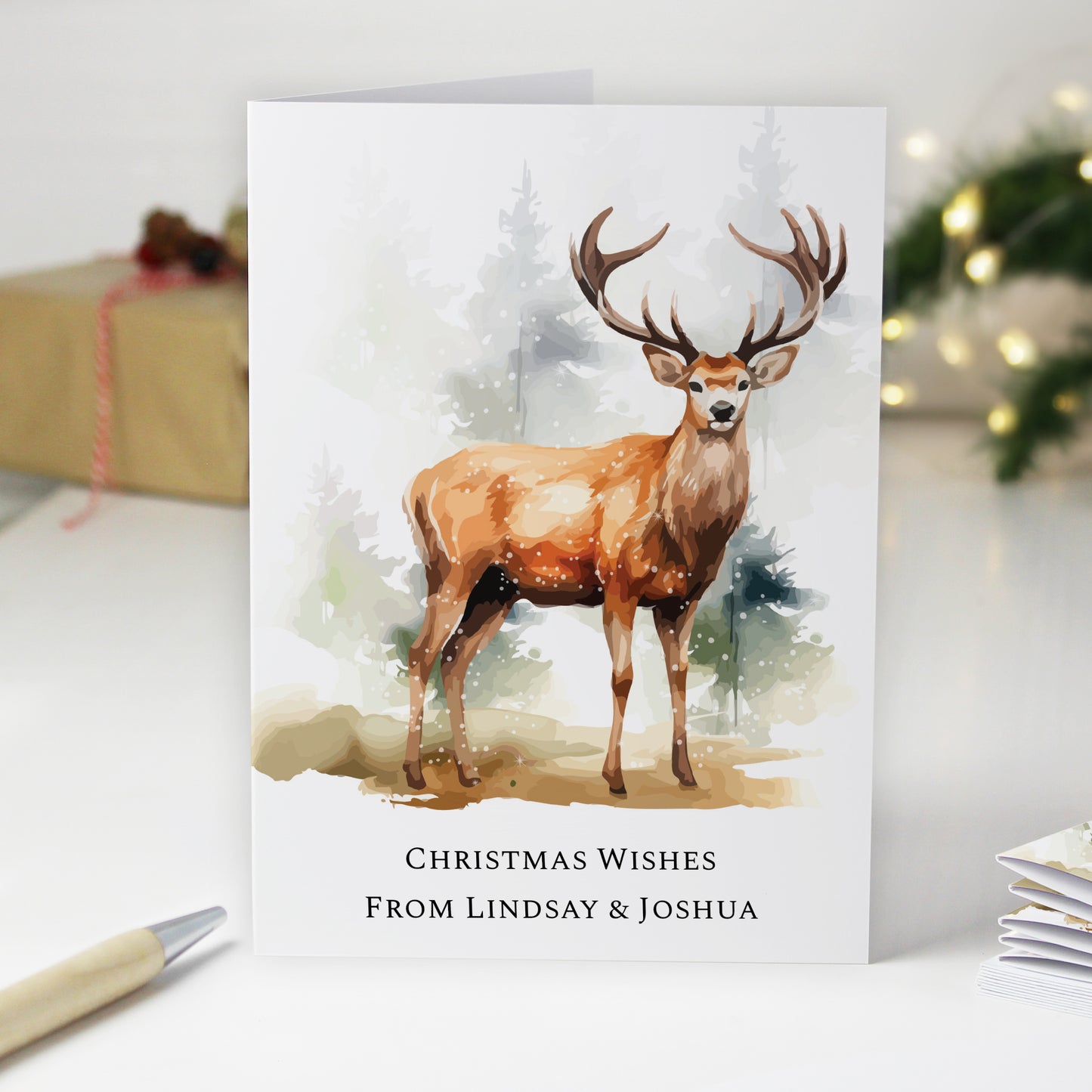 Personalised Pack of 10 Christmas Cards - Stag - MK&JD Gifts